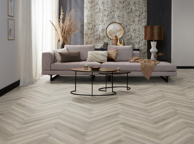 Staal van Ambiant Spigato Avanto Grey | Visgraat Lijm PVC