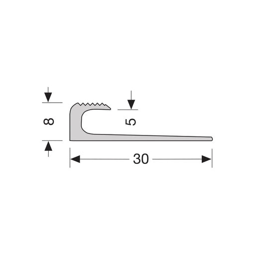 Inschuif eindprofiel 8mm | Zilver | voor 5mm Click PVC vloeren | 250cm