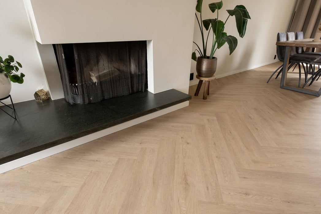 Floer Gaia Grijsbeige - Walvisgraat Dryback Plak PVC