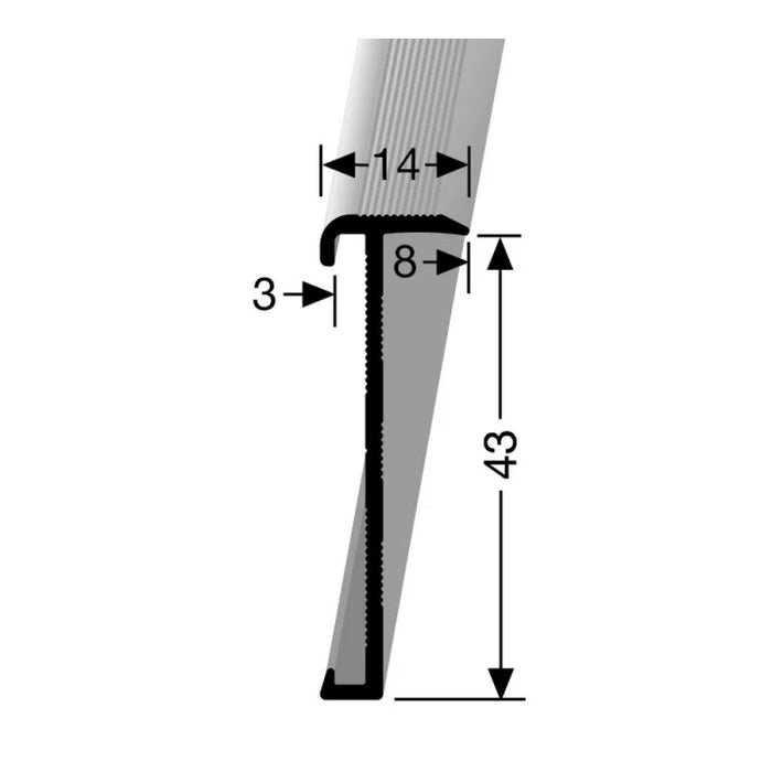 Trapneusprofiel PVC 14x43mm | RVS | voor 2 tot 3mm