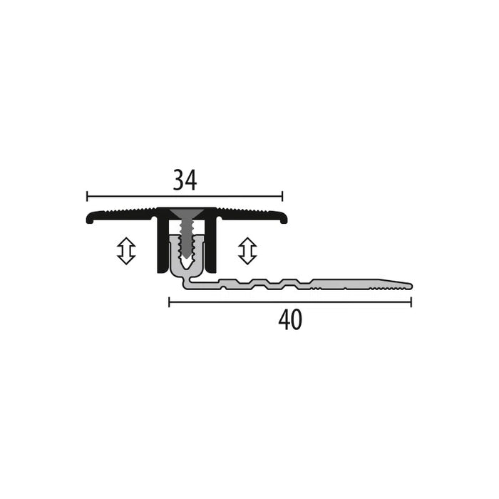 Zilver dilatatieprofiel | vloerdikte 7 tot 15mm | schroef | 90cm