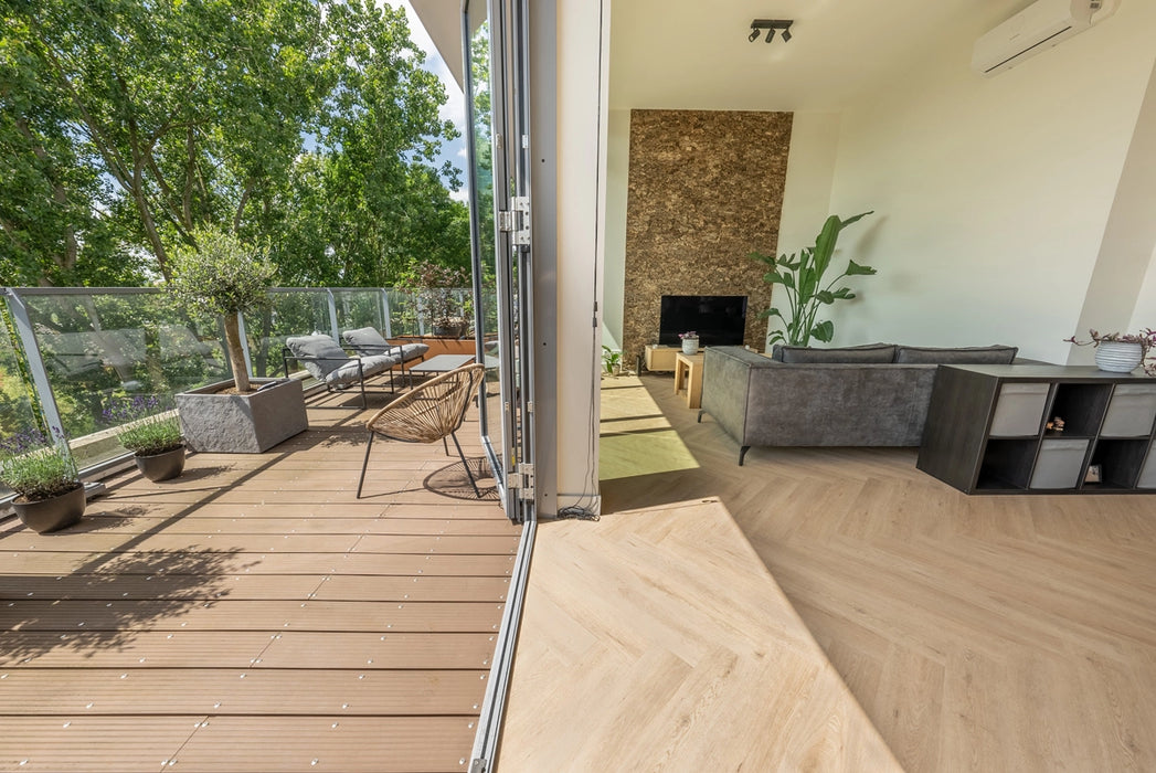 Floer Gaia Grijsbeige - Walvisgraat Dryback Plak PVC