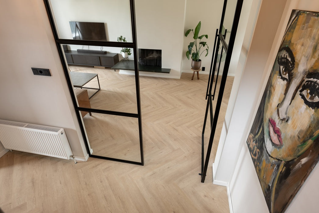 Floer Gaia Grijsbeige - Walvisgraat Dryback Plak PVC
