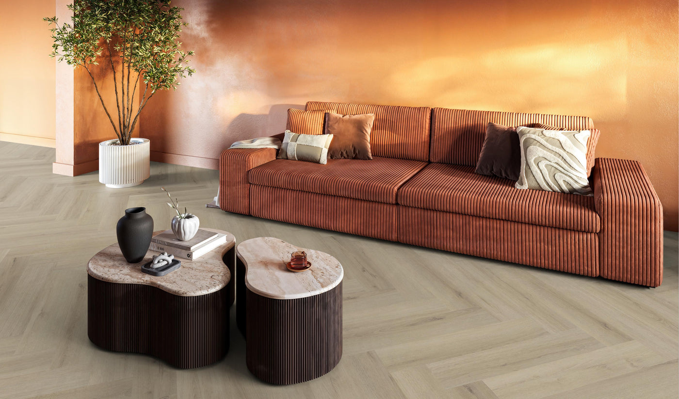 FloorLife YUP XL Greenford Beige - Visgraat Plak PVC