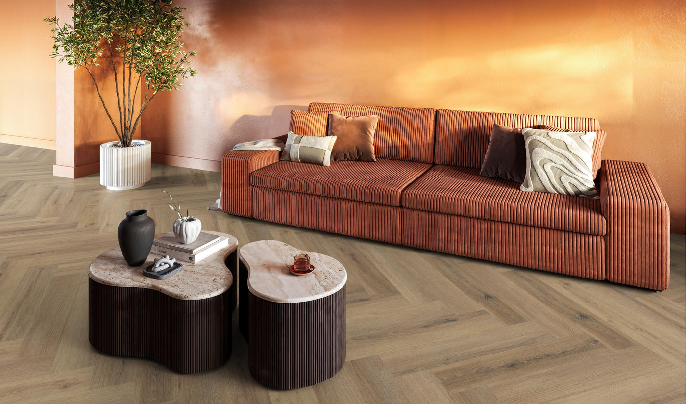 FloorLife YUP XL Greenford Light brown - Visgraat Plak PVC