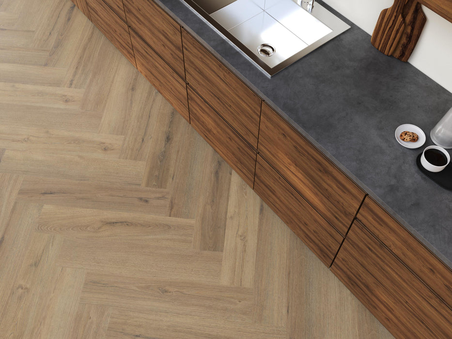 FloorLife YUP XL Greenford Light brown - Visgraat Plak PVC