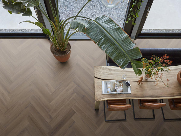 FloorLife YUP XL Greenford Brown - Visgraat Plak PVC