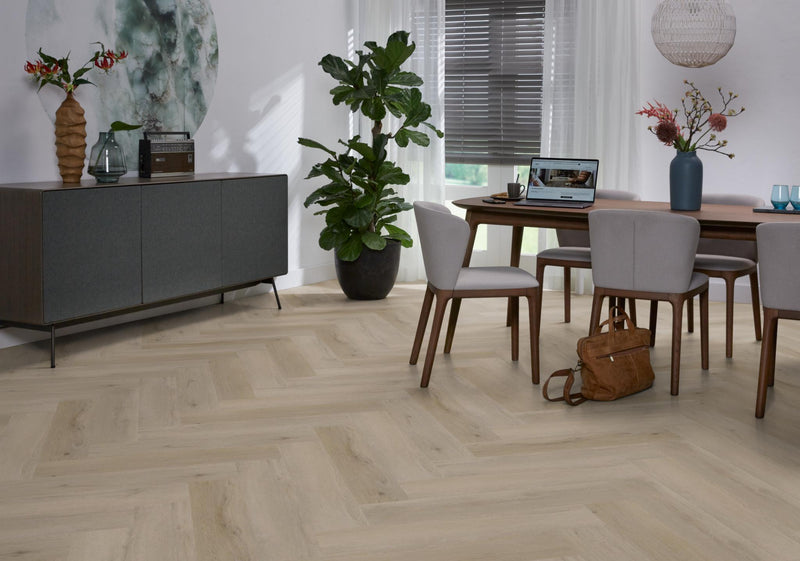 Staal van Ambiant Spigato Vivero Light oak | Visgraat Lijm PVC