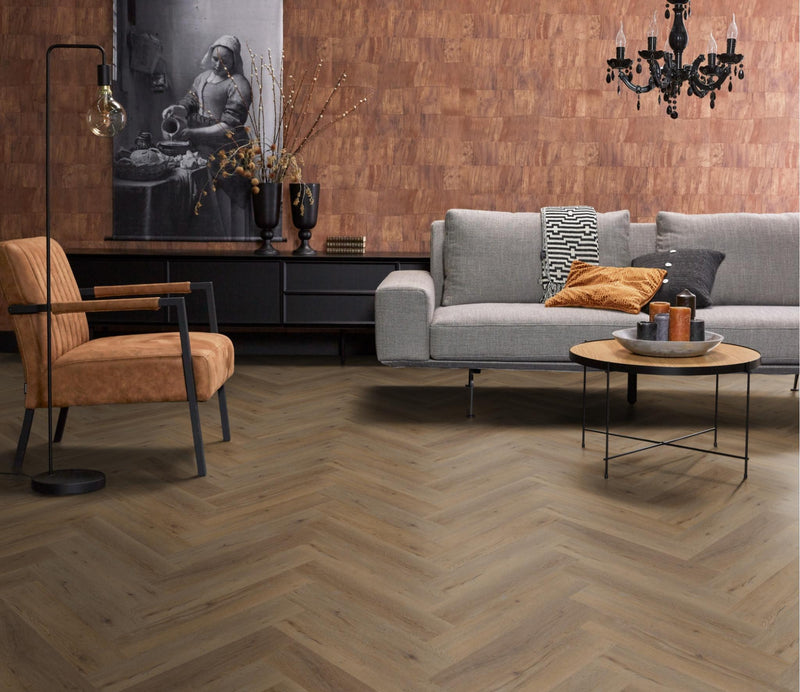 Staal van Ambiant Spigato Vivero Natural oak | Visgraat Lijm PVC