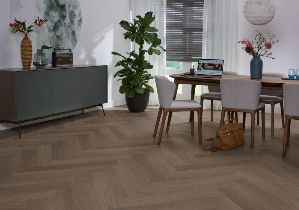 Ambiant Spigato Estino Brown | Visgraat Lijm PVC