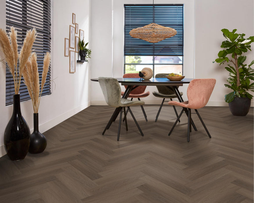 Ambiant Spigato Estino Brown | Visgraat Lijm PVC