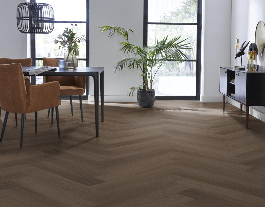 Ambiant Spigato Estino Brown | Visgraat Lijm PVC