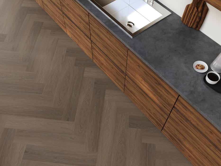 FloorLife YUP Fulham Brown - Visgraat Click PVC