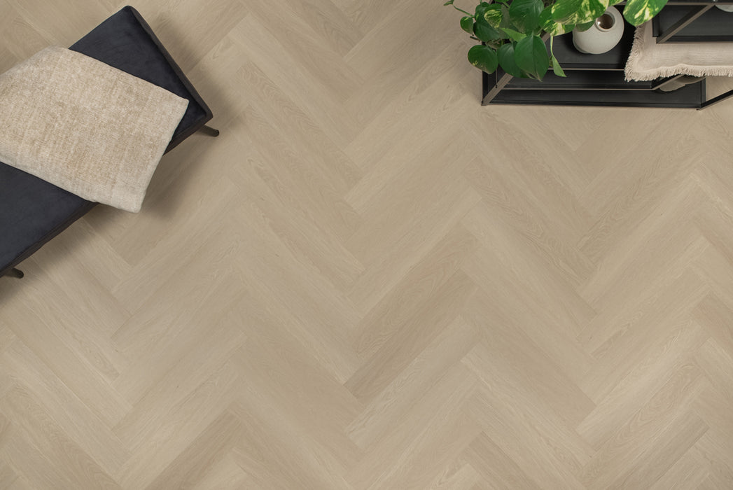 Floer Beige Eiken - Visgraat Dryback Plak PVC