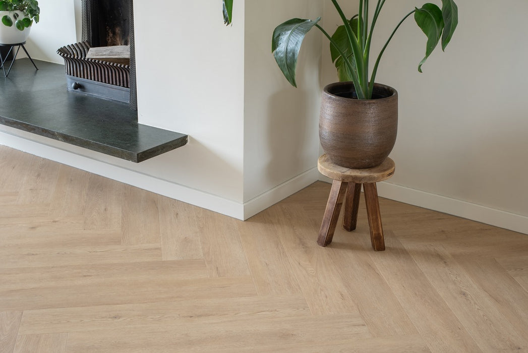 Floer Gaia Grijsbeige - Walvisgraat Dryback Plak PVC