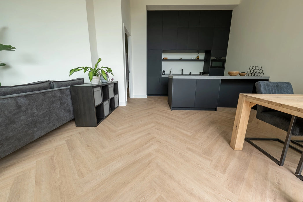 Floer Gaia Grijsbeige - Walvisgraat Dryback Plak PVC