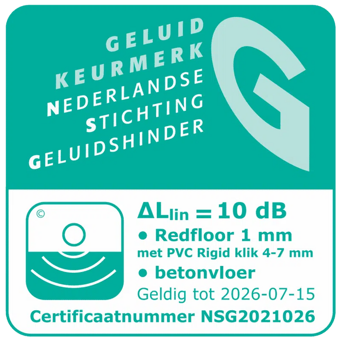 RedFloor PVC Klik Ondervloer | 10dB Geluiddempend (Rol = 15m2)