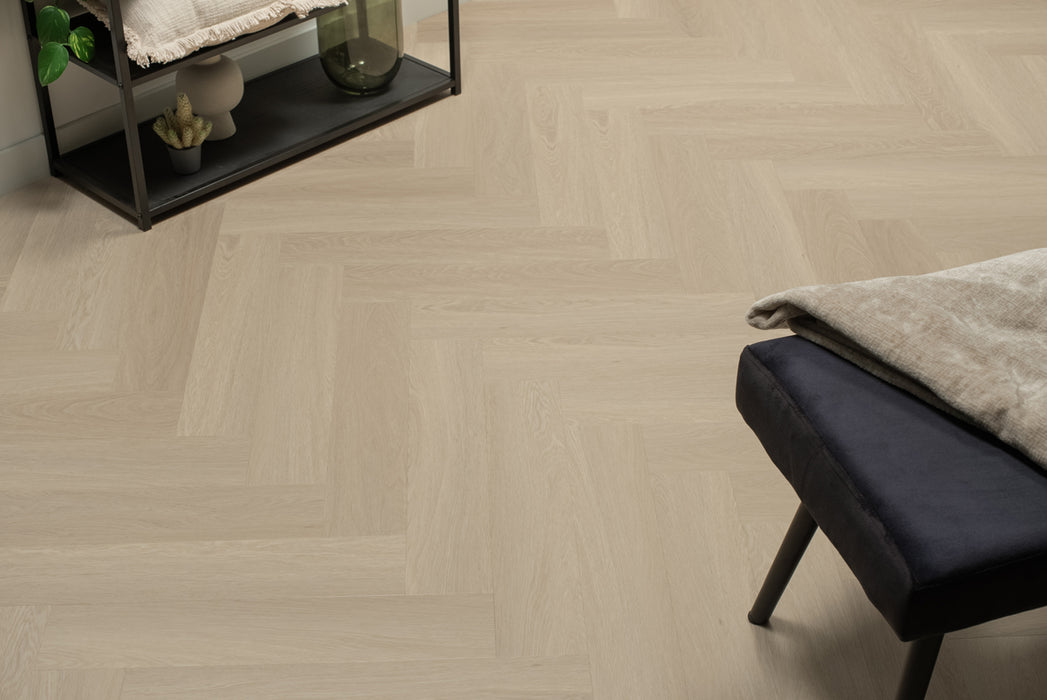 Floer Beige Eiken - Visgraat Dryback Plak PVC