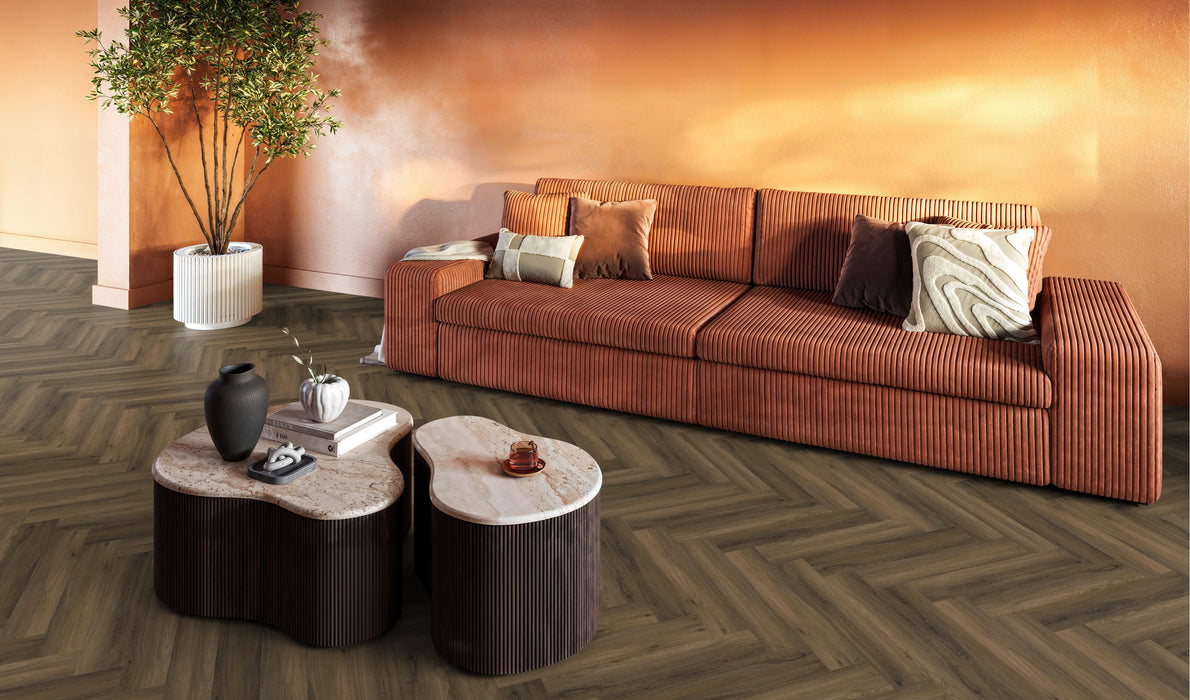 FloorLife YUP Paddington Warm brown - Visgraat Plak PVC