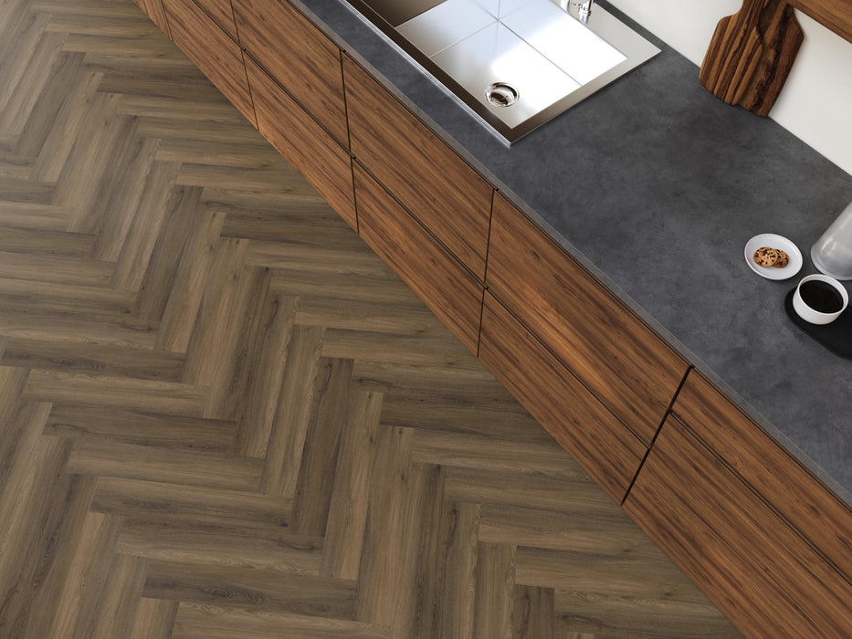 FloorLife YUP Paddington Warm brown - Visgraat Plak PVC