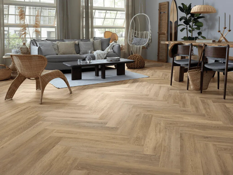 Staal van mFLOR 46415 Parva Oak XL Visgraat Apulia | Dryback lijm PVC