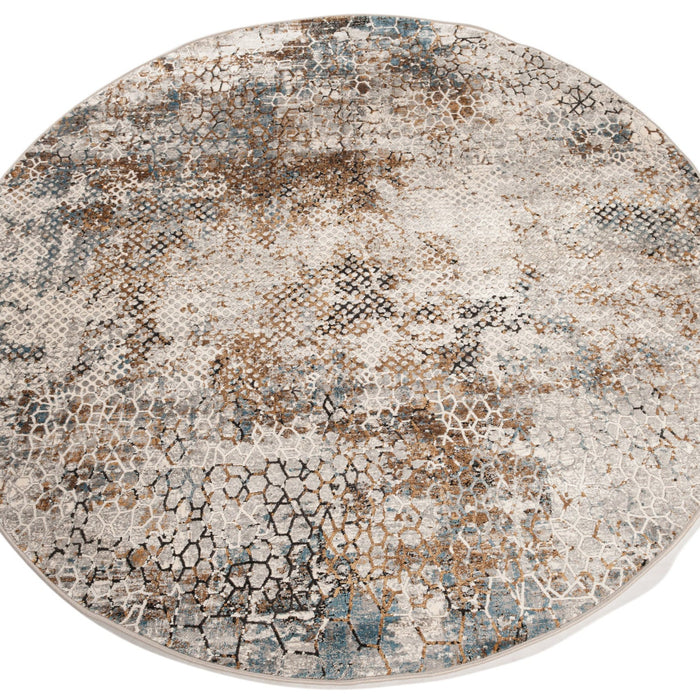 Hoomlife Olimpos vloerkleed rond kleur 13 Bruin detail r3