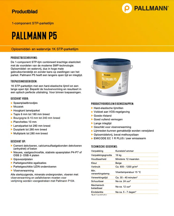 Pallmann P5 | Polymeer STP- Parketlijm 16 Kg