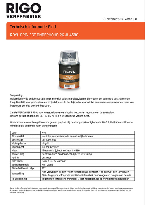 ROYL Project Onderhoudsolie 2K #4580 1 Liter