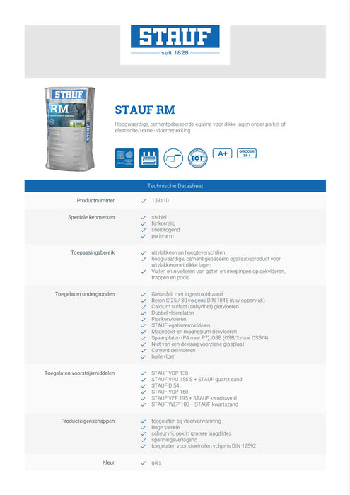 Stauf RM Krimpvrije reparatiemortel 25 kg