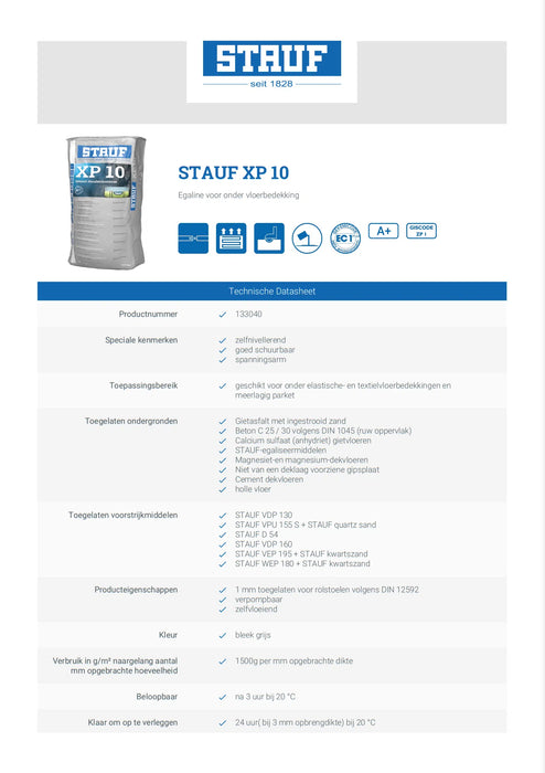 Stauf XP-10 PVC en Parket Egaline 25 kg