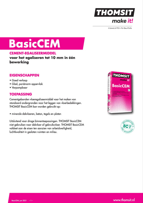 Thomsit BasicCem cement-egaliseermiddel 25 kg