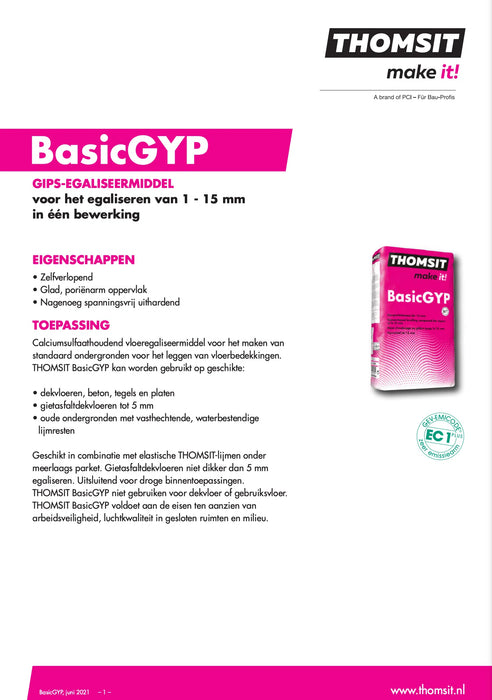 Thomsit BasicGyp gips-egaliseermiddel 25 kg