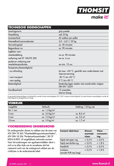 Thomsit XXL Xpress Stofarme Egalisatie 25 kg