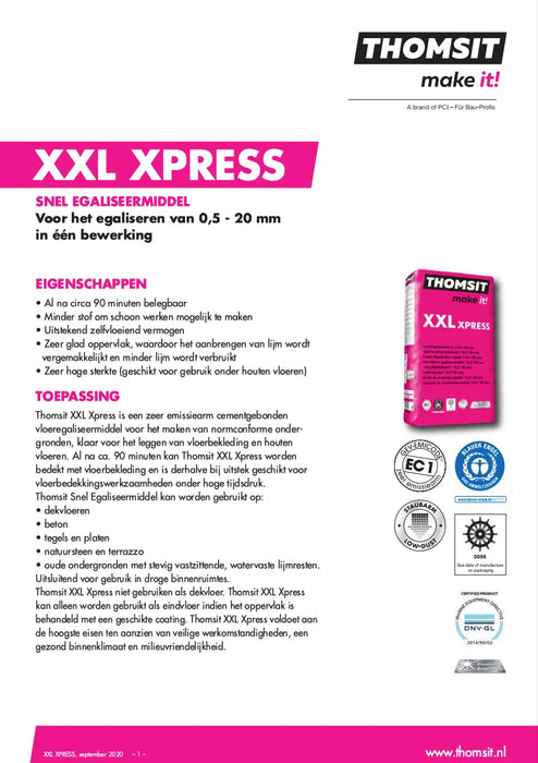 Thomsit XXL Xpress Stofarme Egalisatie 25 kg