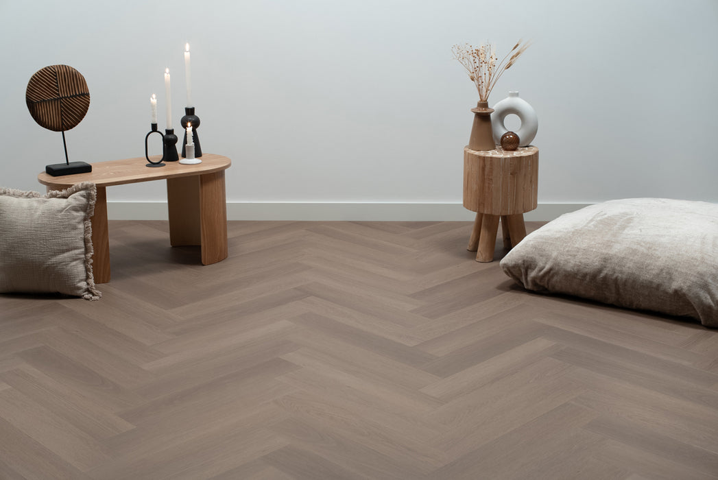 Floer Greige Eiken - Visgraat Click PVC