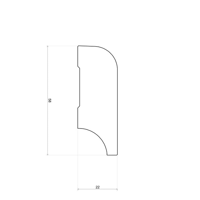 Koloniale plint 22x58 mm Grenen onbewerkt