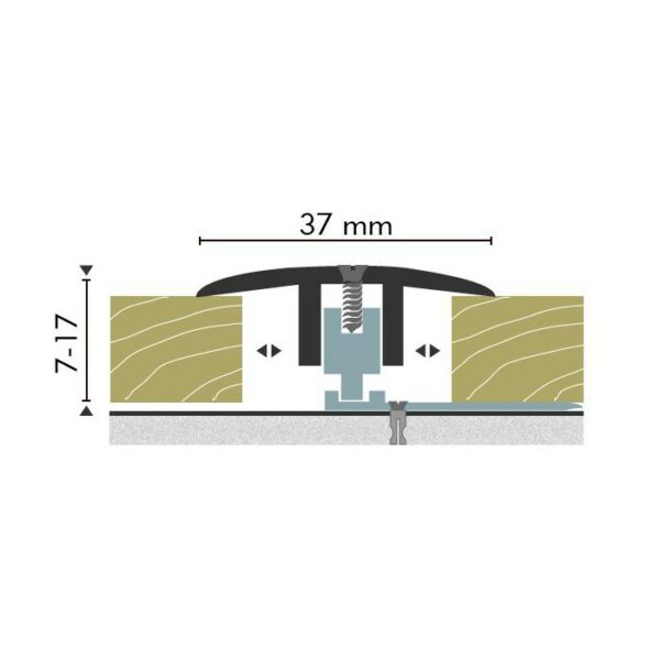 Zilvergrijs dilatatieprofiel | vloerdikte 7 tot 17mm | 300cm